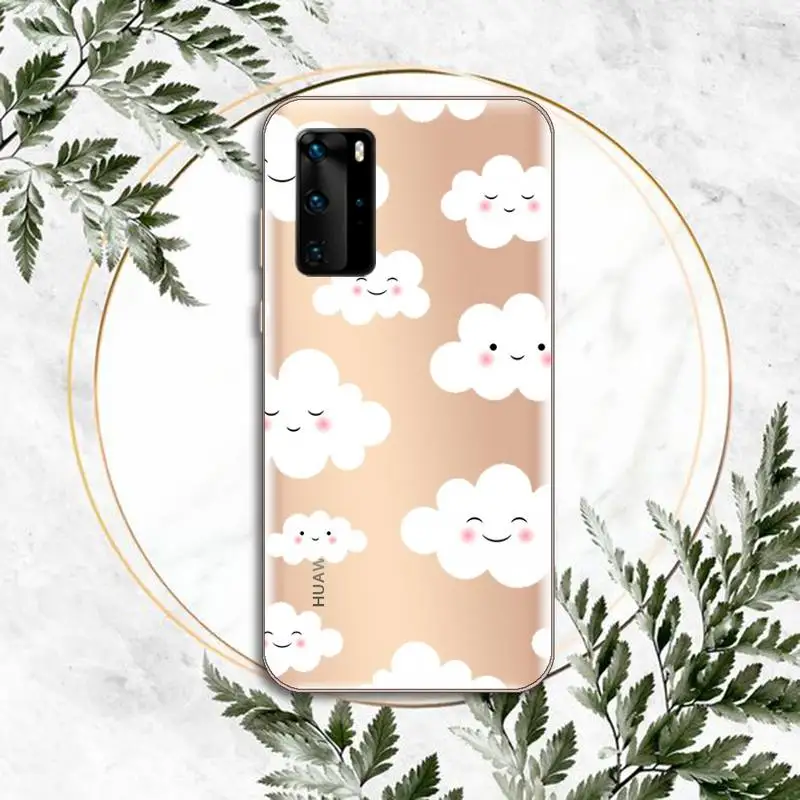 

Cartoon clouds Phone Case Clear Transparent for huawei honor P 40 30 20 lite Pro 10 i 8 9 x p smart 2019