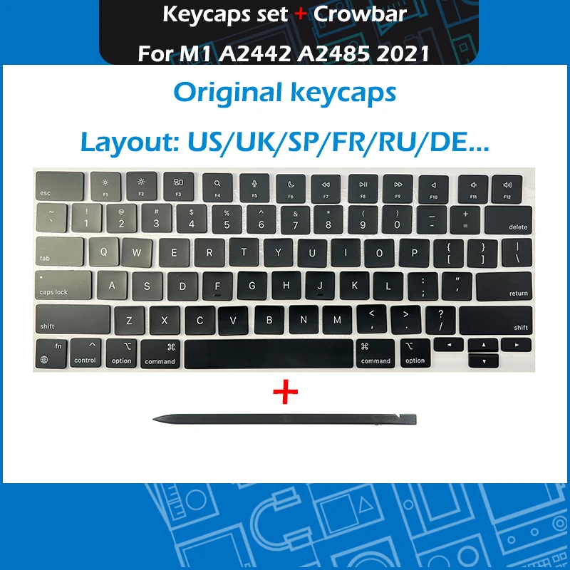 

Original Laptop A2442 A2485 Keycaps Keys Key Cap set Azerty For Macbook Pro M1 Pro Max Retina 14" 16" Late 2021 Keyboard Repair