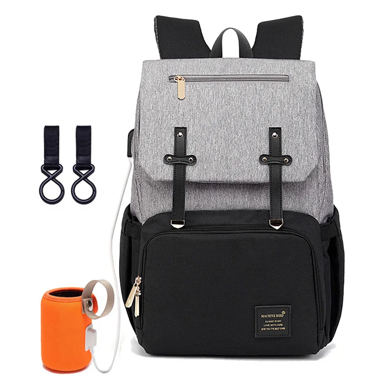 BlackGrey Сумка для подгузников, рюкзак для мамы,, USB, уход за ребенком, сумки для подгузников для кормления, модный дорожный рюкзак для подгузников для коляски, комплект - Цвет: BlackGrey