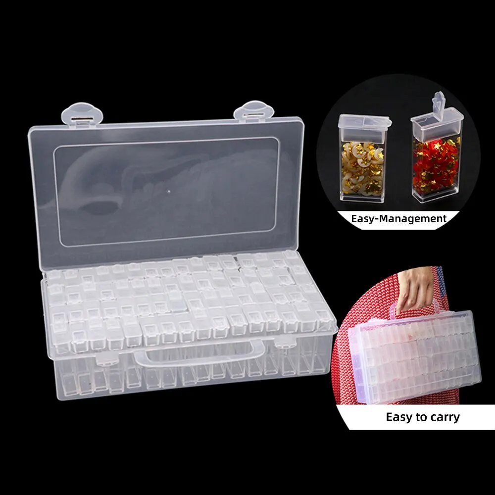 24/64 Slots Bottles Diamond Painting Storage Box Plastic Nail Art Organizer Rhinestone Beads Case Holder Container Accessories | Дом и сад