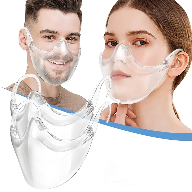 

Transparent Reusable Face Mask,Durable Combine Plastic Breathable Face Schild, Easy to Clean,Protect Makeup