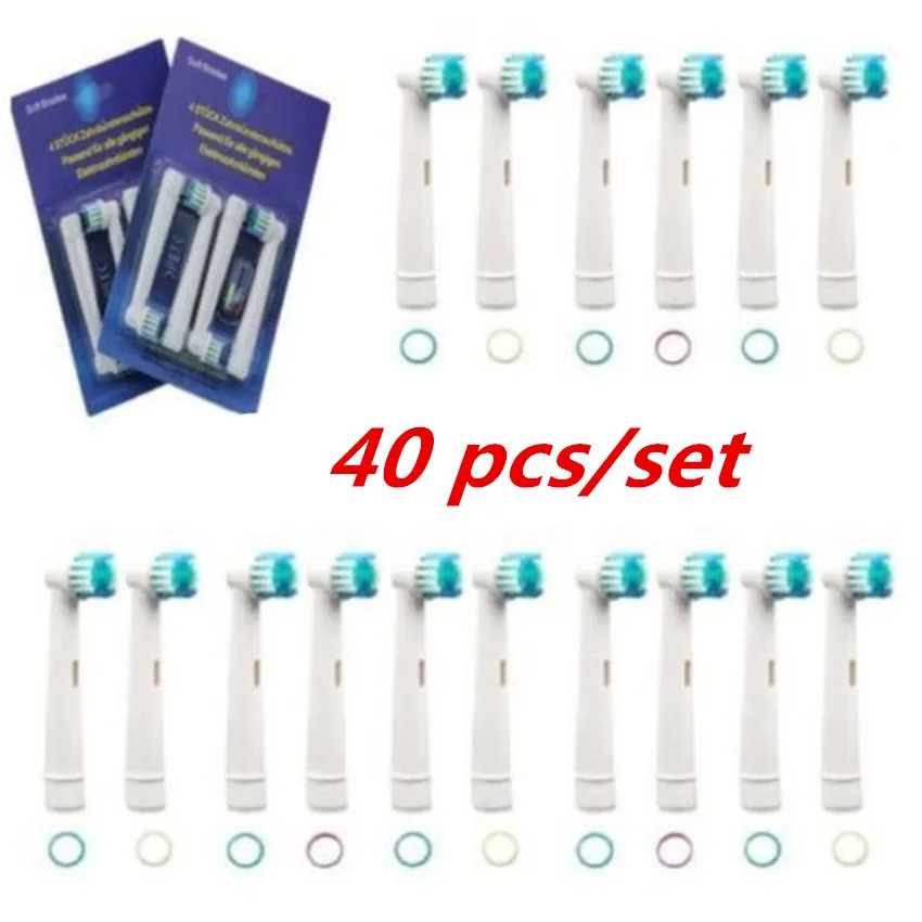 

2020 New 40 Pcs/set Toothbrush Heads Replacement SB-17A Soft Bristle POM 4 Colors for Oral Hygiene B 3D Fast Shipping