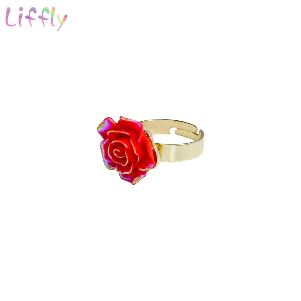 Женский ювелирный комплект из колье и серёг с красной желтой розой|crystal jewelry