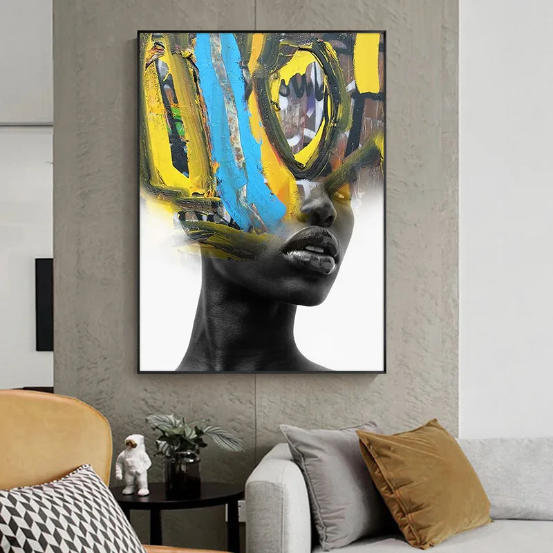 

Abstract Portrait with Landscape Art Canvas Painting Fashion Posters and Prints Wall Art Pictures for Living Room Home Decor