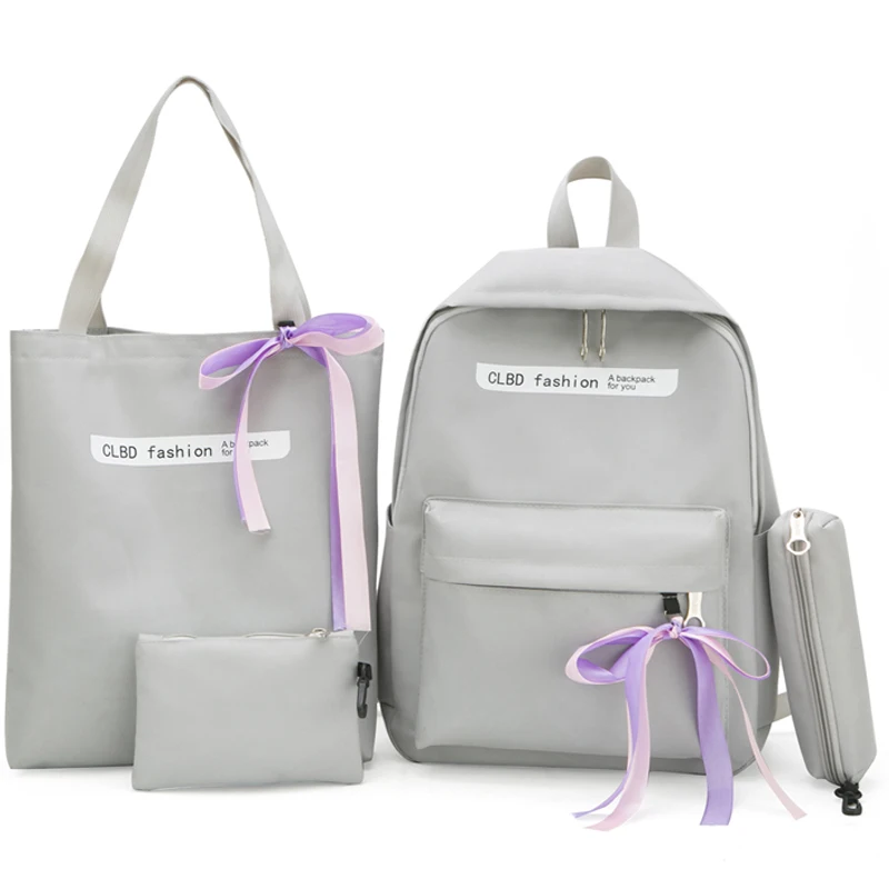 4 комплекта/шт Женский нейлоновый рюкзак женские рюшки школьные рюкзаки школьная