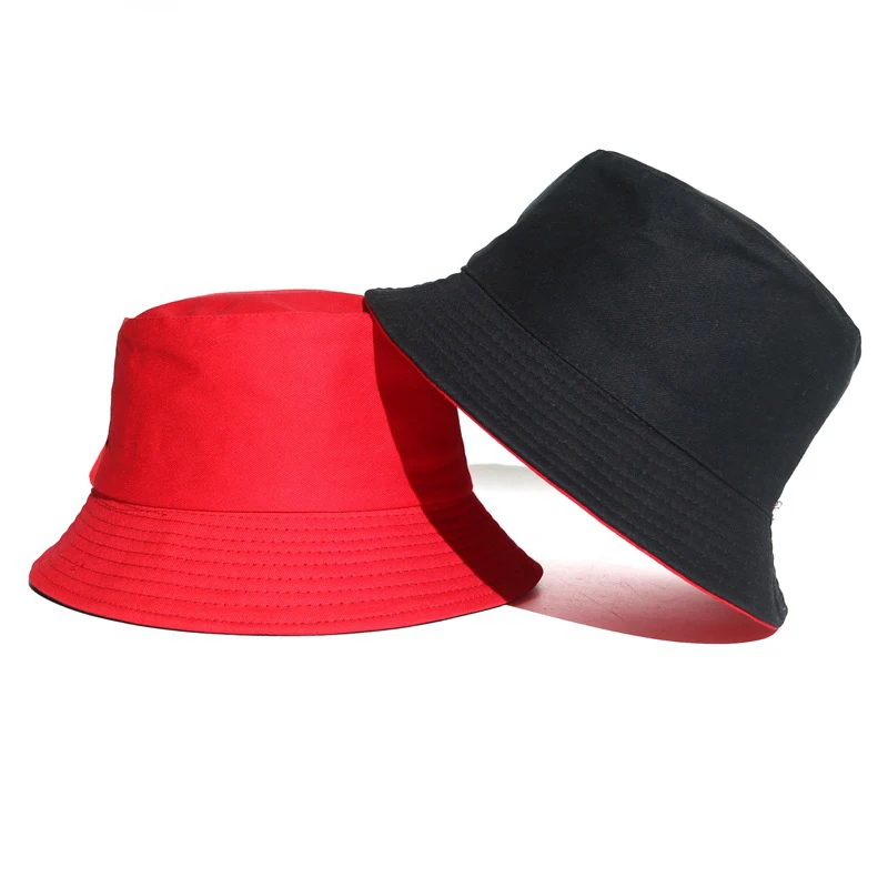 Monochrome reversible hat male and female Korean version of the tide student fisherman summer street bifacial basin h | Аксессуары для