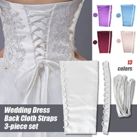 3pcsset satin corset kits zipper replacement wedding gown back lace webbing diy craft wedding dress accessories lace up