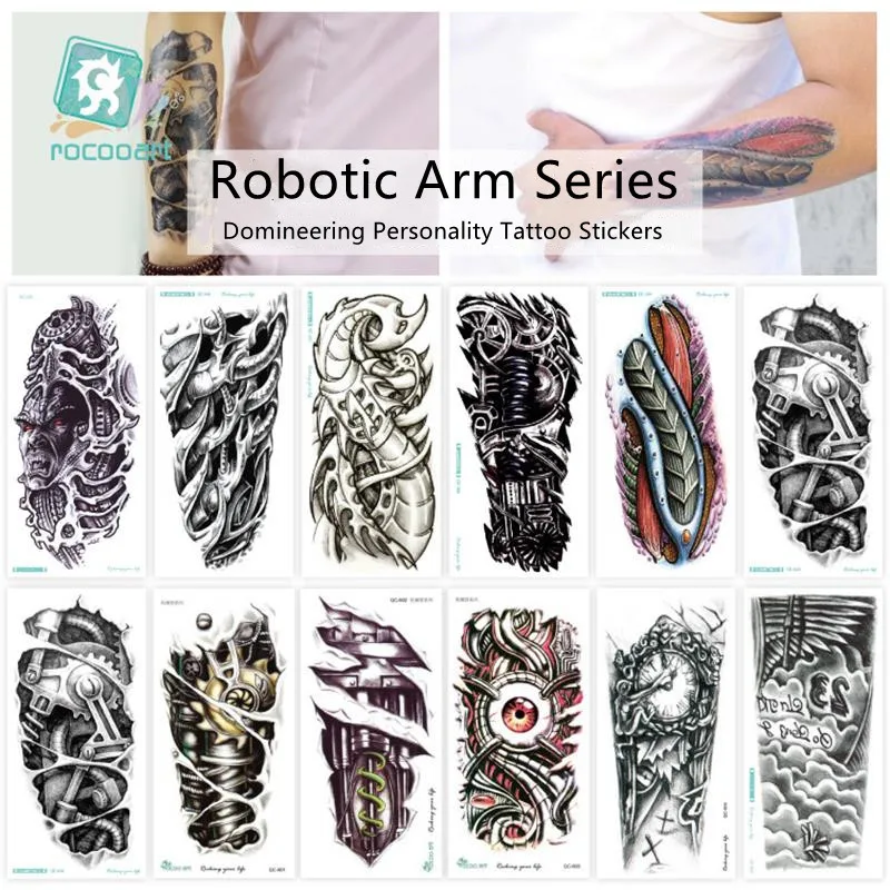

Индивидуальность 3D Механический дизайн руки водостойкие Переводные временные татуировки наклейки для мужчин женский боди-арт мужчин боди-...