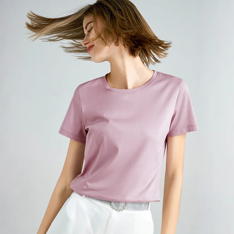 

High Quality Candy Color S-4XL Plain T Shirt Women Cotton Elastic Basic T-shirts Female Casual Tops Short Sleeve T-shirt Women
