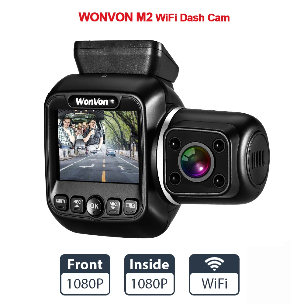 Wonvon M2 двойной объектив Dash Camera1080P 30FPS WiFi Автомобильный видеорегистратор NT96660 2 камеры для Uber Lyft грузовик такси