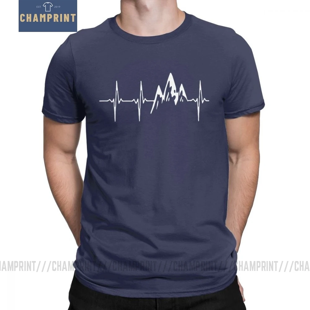 Футболка мужская с надписью Mountain In My Heart Beat 100% хлопок|Мужские футболки| |