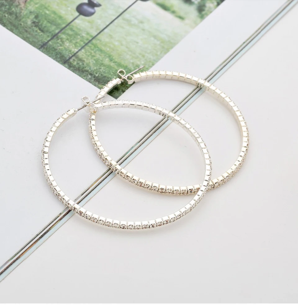 Стразы, маленькие и большие серьги-кольца для женщин, Bijoux, классика, новинка, модные ювелирные изделия, опт, милый подарок, E602