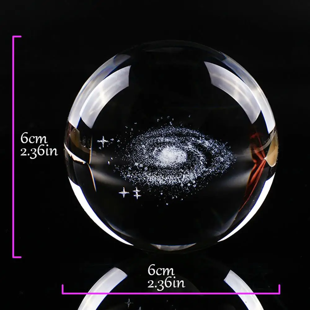 Стеклянный шар кварцевый лазерная гравировка 3D галактика ремесло для