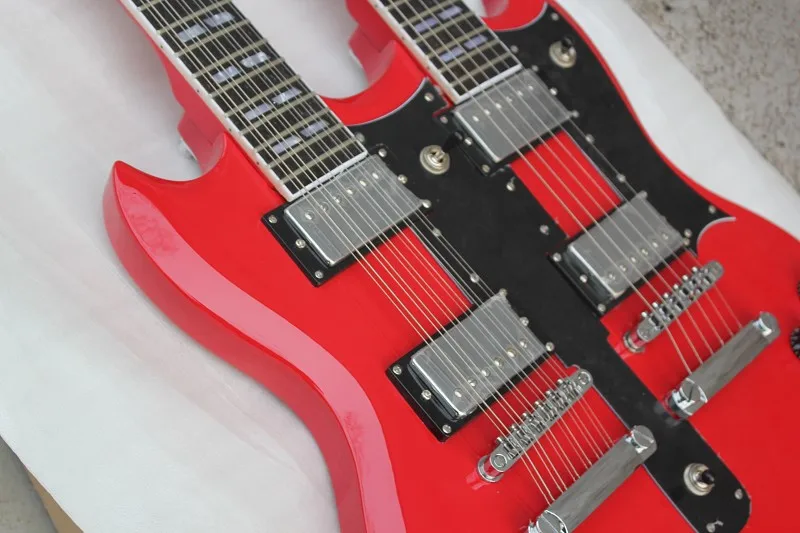 Бесплатная доставка электрическая гитара с двойным горлом и корпусом из липы