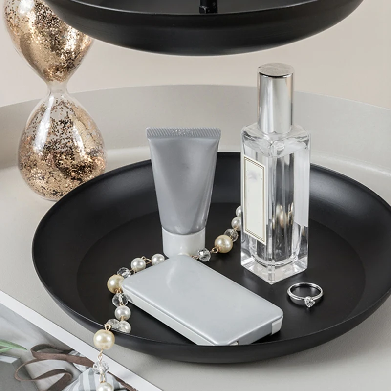 

Double Layers Storage Attractive Jewelry Storage Jewelry Dish Bathroom Dressers Decorative Tray, Black
