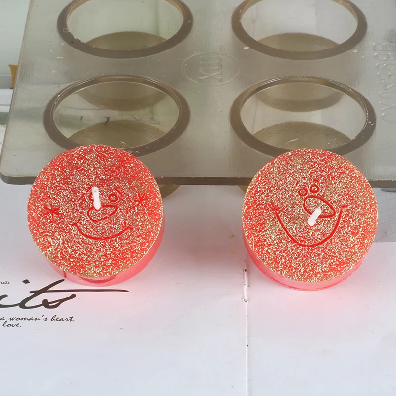 Два вида смайликов Свеча маленького размера 4 шт. в наборе форма для свечей moule bougie