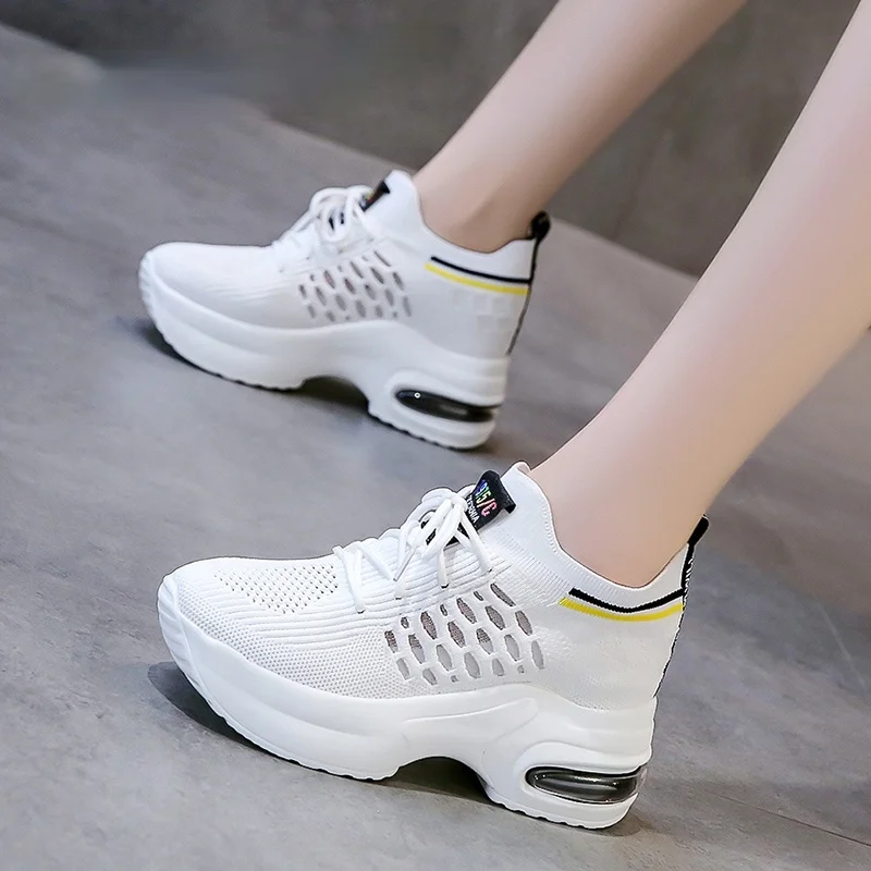 

New Women Vulcanize Shoes High Heels Wedge Platform zapatos de mujer Casual Shoes Girls Walking Trainers shoes Breathable