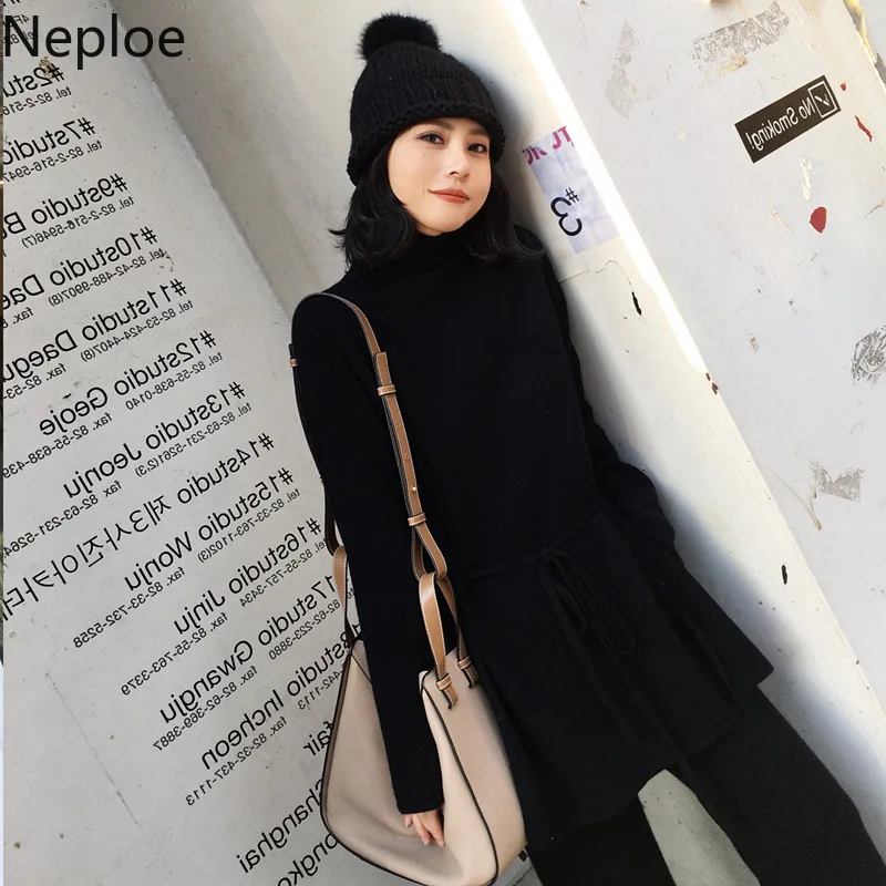 Neploe свитер гольф в Корейском стиле аромат комплект из 2 частей с высоким плотно