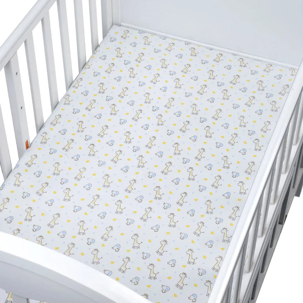 

Newborn Fitted Crib Sheet Bedding Mattress Protector Cotton Knitted Cot Soft Breathable Bedspread Child Baby 130 X 70 Bedsheet