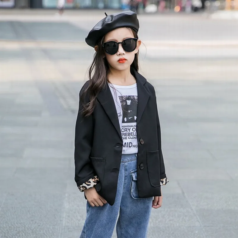 Коллекция 2019 года модный осенний костюм с леопардовым принтом пальто для девочек