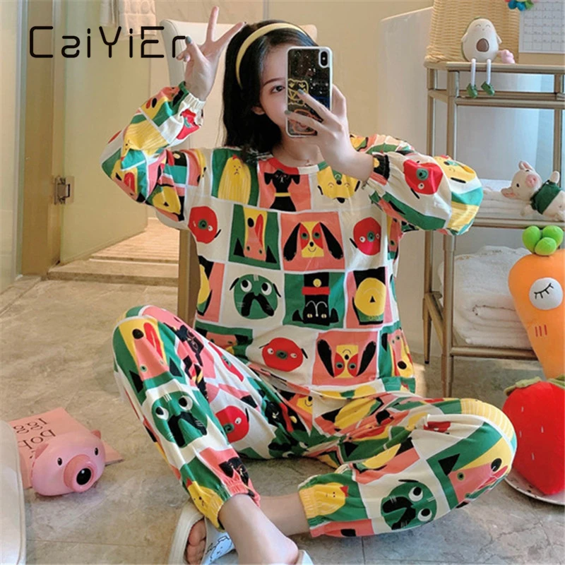 Осенне зимний яркий комплект CAIYIER хлопковая тонкая Свободная Женская одежда для