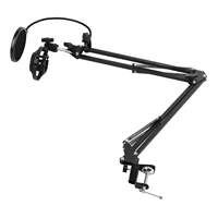 foldable microphone stand heaby duty metal mic arm bracket with shock proof holder windshield pfilter for studio recording