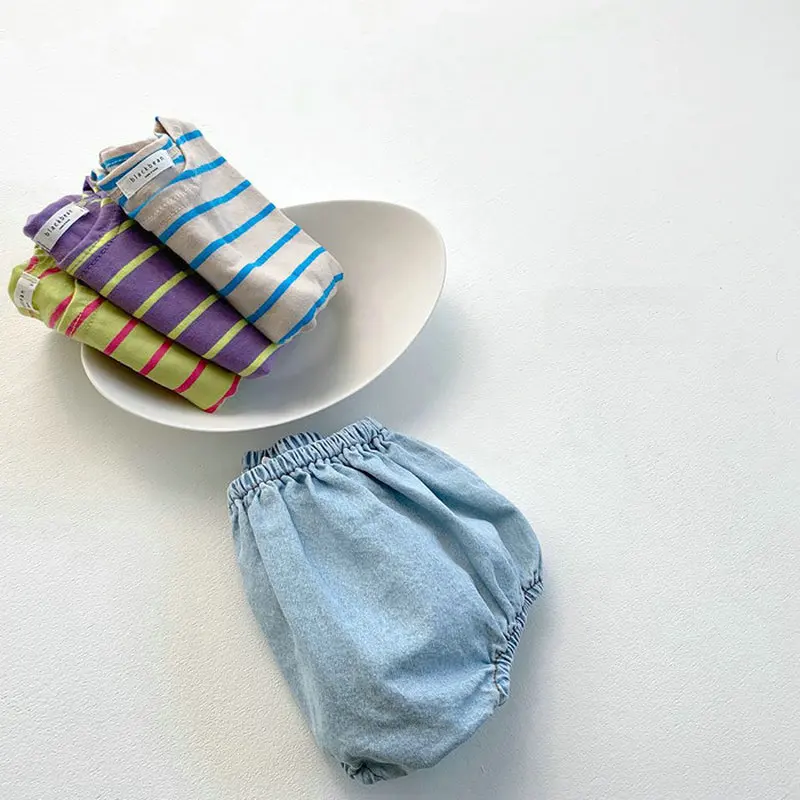 Короткие джинсовые штаны в Корейском стиле для новорожденных мальчиков и