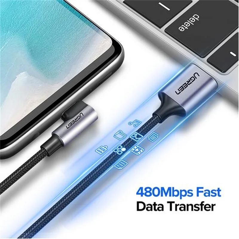Ugreen 90 градусов usb type c кабель для быстрой зарядки передачи данных зарядное