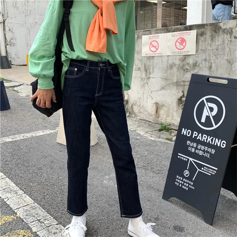 Винтажная уличная одежда HziriP Стильные повседневные универсальные прямые синие