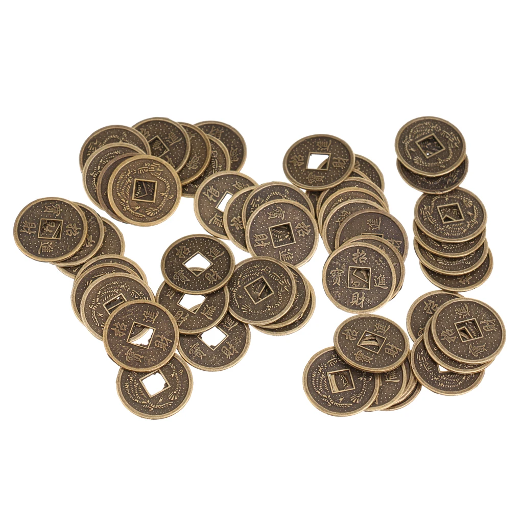 

50 Pieces Chinese Traditional Fortune Coin Feng Shui Lucky Coins Souvenir