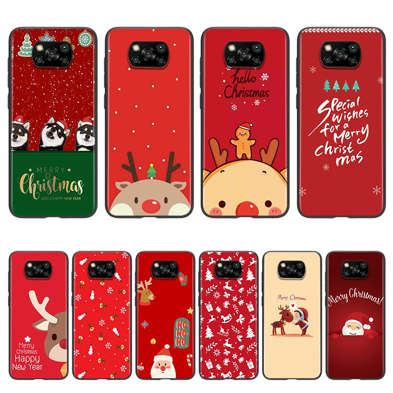

For Xiaomi Poco X3 NFC GT M3 M2 X2 F3 F2 Pro C3 F1 Mi Play Mix 3 A2 A1 6X 5X Black Soft Christmas gift Phone Case