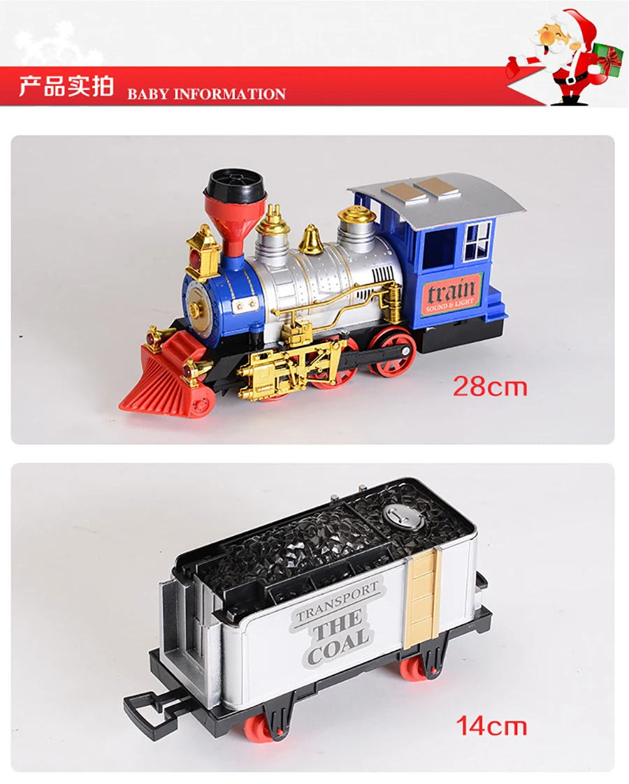 Christmas Electric Rail Car Steam Train Santa Claus Track Simulation Smoke Light Music Children's Birthday/Christmas Gifts Toy |