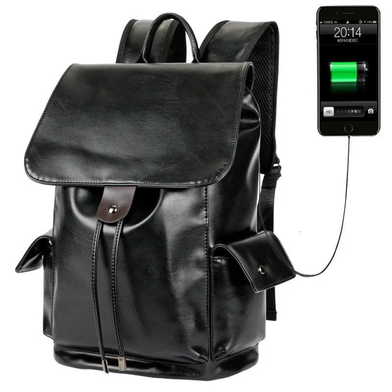Высококачественный мужской рюкзак из искусственной кожи брендовый для ноутбука