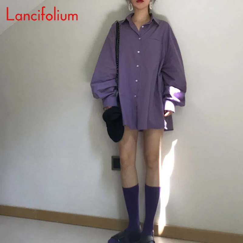 Женская блузка с длинным рукавом-фонариком белая рубашка в стиле бойфренда