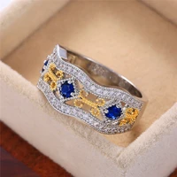 classical gorgeous female wedding ring set with dazzling blue cz stone wifemother birthday gift banquet hand jewelry anillos
