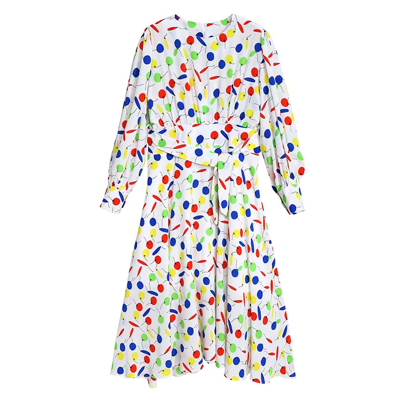 

O-Neck A-Line Flower Print Vintage Dress Women Long Sleeve Ruffle Mini Party Dress Casual Daily Clothes Fashion Blue Boho