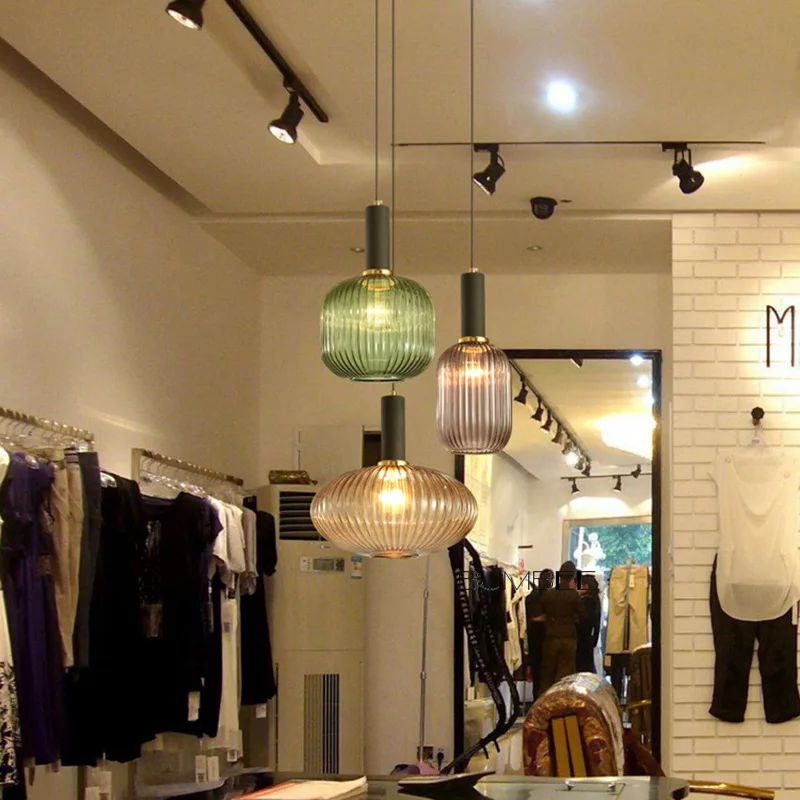 Скандинавские полосы стеклянный маленький подвесной светильник люстра для