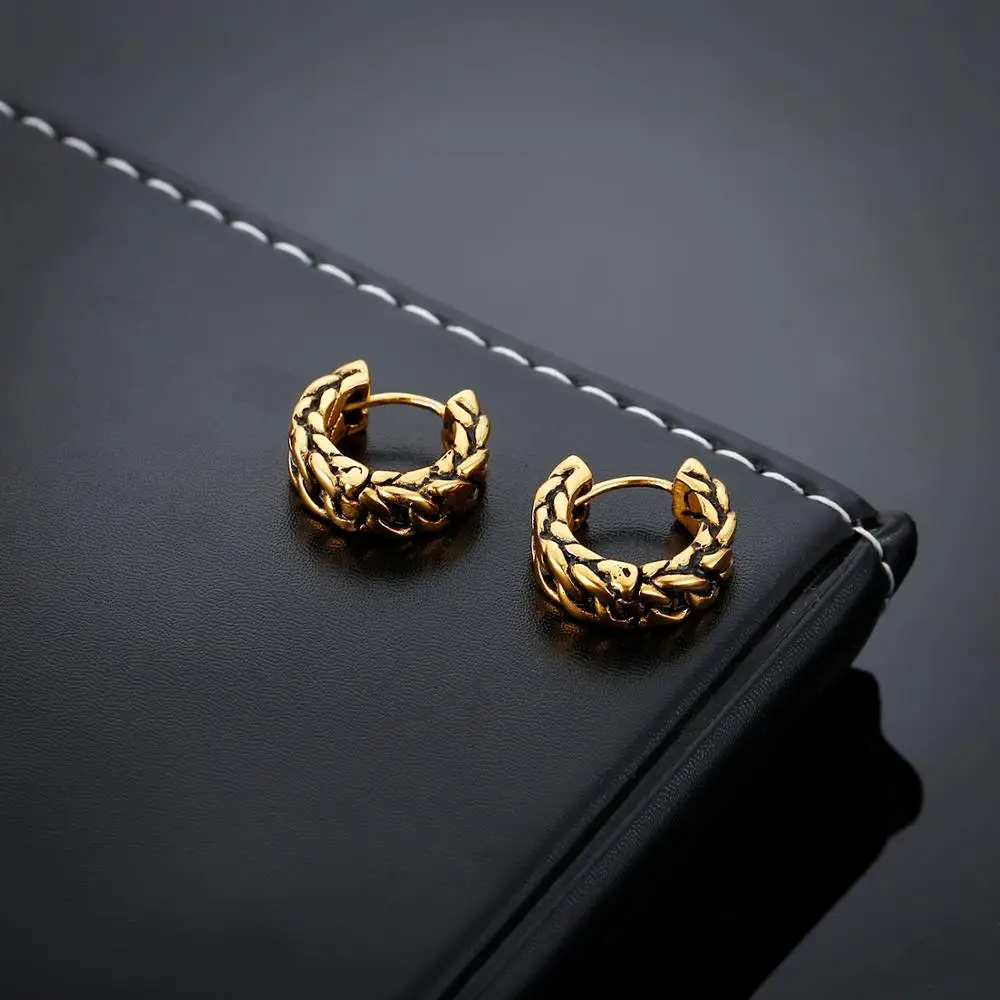 Винтажные круглые серьги гвоздики в форме Будды с золотой цепочкой серебряного