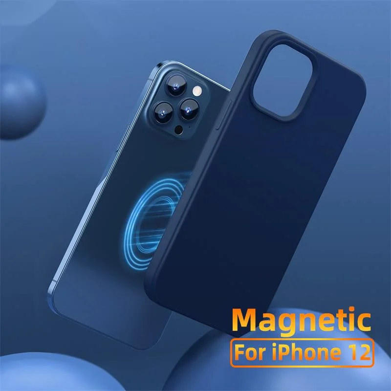 

Magnetic Case for iPhone 12 Pro Max Silica Gel Magnetic Case Back Cover for iPhone 12 mini 12 Pro Adsorption Coque Cover