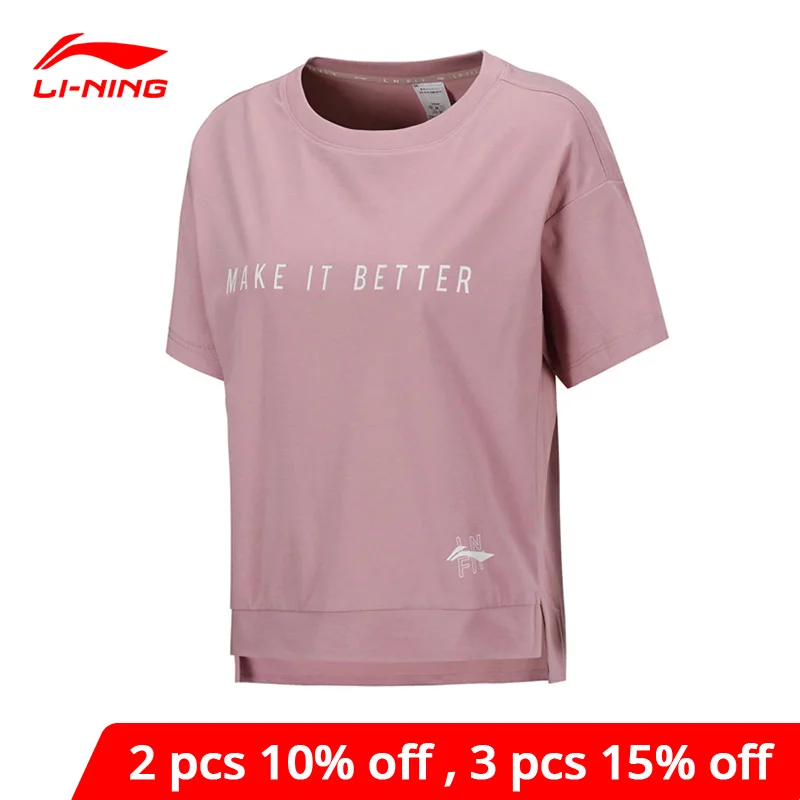 Женский тренировочный топ Li Ning с коротким рукавом 58% хлопок 42% полиэстер дышащая