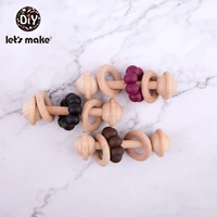 lets make 1pc wooden ring teether baby toy bell music baby bell bed bell for baby bed tiny rod silicone beads baby rattle toys