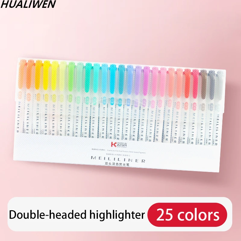

25 Colors Highlighters Pastel Markers Dual Tip Fluorescent Pen For Art Drawing Doodling Marking School Office Stationery