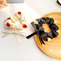 trendy jewelry white black scrunchies hair accessories sweet flower ornaments elastic hair bands head dress