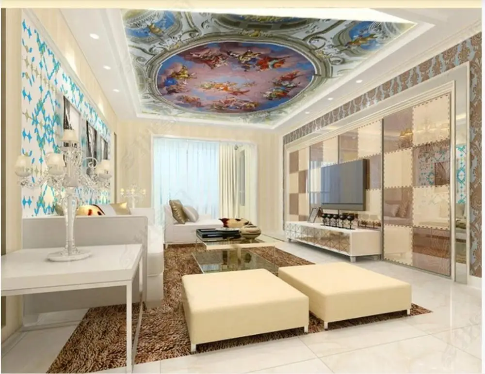 

Custom photo wallpaper 3d ceiling mural wallpaper for walls 3 d European style figures angel ceiling beautiful ceiling fresco