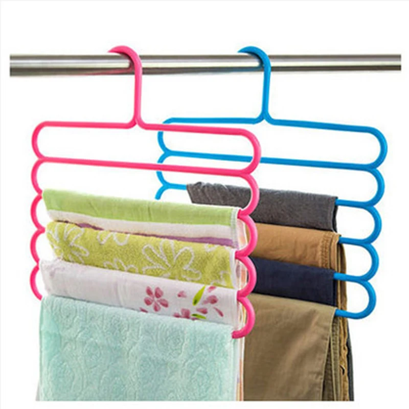 

Newest Fashion 5 in 1 Pant Clothes Hangers Multi-functional Wardrobe Plastic Clothes Rack Home Drying Hanger Storage Hangers