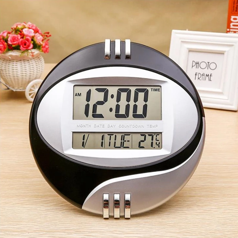 temperature display digital wall electronic clock lcd moderne calendar led bracket watch mute of home office decoration free global shipping