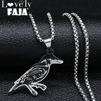 2022 new fashion gothic crow skull stainless steel necklace for women silver color chain necklace jewelry bijoux femme n555s03
