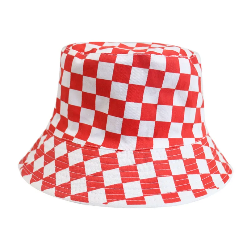 

Lattice element sun hat female Japanese fisherman hat double-sided sun protection large brim sun hat bucket hat