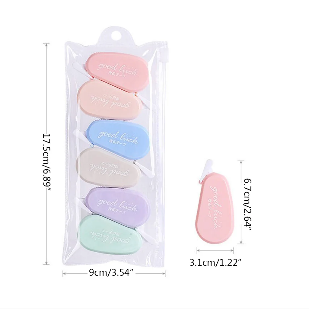 

6 Pieces Macaron Color Correction Tapes White Correction Tape Quick Dry White Tape Morandi Color Correction Tape Wide
