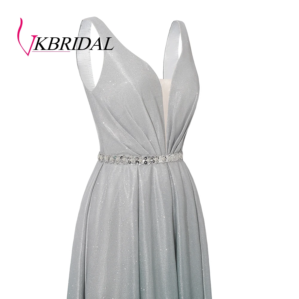 VKBRIDAL, блестящие платья для выпускного вечера с эффектом омбре,, платье с глубоким v-образным вырезом и бисером на талии, вечернее платье с открытой спиной, градиентный цвет, Vestido Formatura